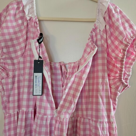 Dangerfield Curve Picnic Party Ruffle Dress Size 22 Pink Gingham Plus Size Cute - Picture 10 of 16
